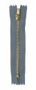 Sivý nerozoberateľný kovový zips, 18 cm