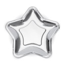 Papierové taniere STAR, strieborné, 23 cm, 6 ks, na Silvestra