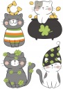 NÁLEPKY NA BIELEJ FÓLII NA NÁSTENNÝ NÁBYTOK MAČKY MAČIATKA ÍRSKO SAINT PATRICK