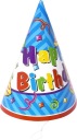 Farebné papierové narodeninové čiapky pre deti Happy Birthday PARTY x6