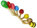 DREVENÁ HRKÁVAČKA MARACAS PRE DETI VZORKY RYTMICKÝ NÁSTROJ MARACAS