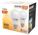 2x LED žiarovka (DVA BALENIE) 10W = 80W E27 SuperLED
