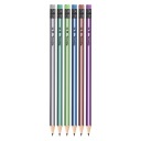 6x Trojuholníková ceruzka s gumou METALLIC HB COLORINO
