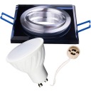 LED SET GU10 štvorcové SKLENÉ POHYBLIVÉ SVIETIDLÁ 10W