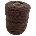 Šnúra Macrame, 3mm, bavlna, 100m, hnedá, točená