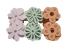 Drevené mini FLOWERS jarný mix farieb 12 ks. scrapki