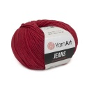 50g priadza, 55% bavlna 45% akryl, YarnArt Jeans tmavo červená 51