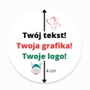 Nálepky VÁŠ TEXT, Etikety VAŠE LOGO - 24 kusov - 4 cm - reklama