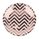 ROSE GOLD cik-cak papierové taniere 18cm párty