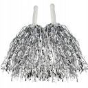 SILVER POMPOMS CHEERLEADER POMPONS CHEERLEADER 2 ks