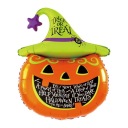 HALLOWEEN FÓLIOVÁ BALÓNOVÁ TEKVICA S KLOBÚKOM FÓLIOVÉ BALÓNY VEĽKÉ 91cm