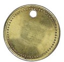 Žetón na náradie, mosadz, Ø 27 mm, s otvormi, vyrobený z perál
