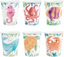 OCEAN Paper Cups Sea Underwater World Animals Birthday 220ml x6