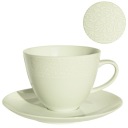 Veľká biela porcelánová šálka s podšálkou 450 ml čipka Rina 1079