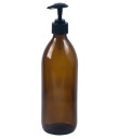 Fľaša s dávkovacou pumpičkou 500ml, sklo, hnedá / čierna