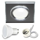 SET ŠTVORHRANNÉ SKLENENÉ ZRKADLO +LED GU10 7W