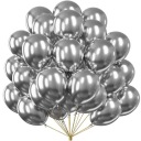 STRIEBORNÉ CHROMOVÉ BALÓNY CHROMOVÁ LESKLÁ METALIKA 10' NA NARODENINY A SVADBU x25