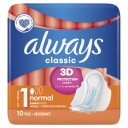 Hygienické vložky Always Classic Normal s krídelkami, 10 kusov