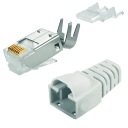 Telegartner RJ45 zástrčka 6A FS STP, sivá úľava od ťahu