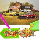 DIAMANTOVÁ MAĽBA Diamantové vyšívanie Cars Mosaic 5D