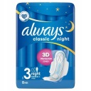 VŽDY CLASSIC NIGHT Hygienické vložky s krídelkami A'8