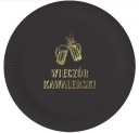 Čierne papierové taniere na rozlúčku so slobodou, 6 kusov