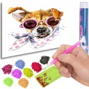 DIAMANTOVÁ VÝŠIVKA Mozaika Diamantové maľované puzzle PES SO ŠALKOU 35x35cm
