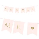 BANNER girlanda SVADOBNÁ svadobná PÁNA a PANI ružová 85 cm