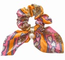 Gumička do vlasov, froté šatka, oranžová mašľa, perleťové vzory