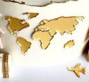 Tortový bočný topper World Map Continents Gold Plexi