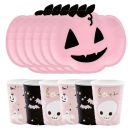 Tekvicové papierové poháre a taniere na Halloween x6