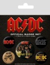Špendlíky na oblečenie s logom AC/DC Sada 5 2,5 cm špendlíkov na batoh