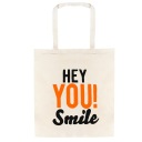 Bavlnená taška s potlačou 38x42cm 145g ecru Hey You! Úsmev eko nápis