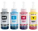 4x 664 ATRAMENT PRE EPSON ECOTANK JEHO TLAČIAREŇ L3070 L3060 L3050