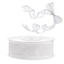 Stuha Šifón Stuha 25mm Trim Biela rolka 25m Mašle Svadobné x1