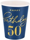 Happy Birthday 50th Birthday Navy Blue Party papierové poháre 220ml 6ks.