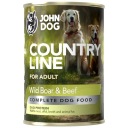 John Dog Country Line Mokré krmivo pre psov z diviaka a hovädzieho mäsa 400 g