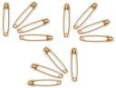 ZLATÉ zatváracie špendlíky, malé, tuhé, ostré, na brošne, šitie dekorácií, 20mm, 12ks