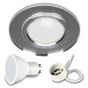 SET OKRUHOVÉ SKLENENÉ ZRKADLO +LED GU10 7W