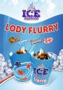 Modrý reklamný plagát formátu A2 FLURRY ICE CREAM – Kit Kat, Lion, Oreo, Smarties