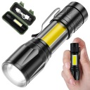 TAKTICKÉ LED SVETLO ZOOM BOČNÝ CLIP COB REFLEKTOR NABÍJACÍ USB