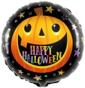 HALLOWEENSKÝ FÓLIOVÝ BALÓN, okrúhly, ČIERNA, TEKVICA HAPPY, DUCH, NÁVOD, 45 cm