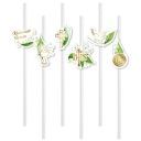BIELE papierové slamky prvé sväté prijímanie HOSTIA listy LILY OF THE VALLEY x6