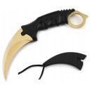 TURISTICKÝ NÔŽ KARAMBIT CS:GO VRECKOVÝ NÔŽ ZLATÝ VÝCVIKOVÝ Púzdro 19 CM
