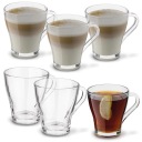 SADA SKLENENÝCH HRNKOV 6x250ml Poháre na čaj s uškom
