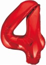 FÓLIOVÝ BALÓN ČÍSLO VEK 4 ROKY ČERVENÝ NARODENINOVÝ VEĽKÝ HELUM 85 cm