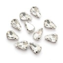 Kamienky na šitie, v košíku, sklo a mosadz, 10x6,5x4,4mm, 10ks