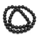 Prírodné čierne obsidiánové korálky, okrúhle, 8 mm, 45ks/36cm/prameň