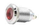Kovová LED kontrolka 16mm 12V kovová červená