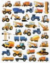 KONVEXNÉ MOTIVAČNÉ NÁLEPKY PUFFY 20x30cm STAVEBNÉ VOZIDLÁ TRAKTOR